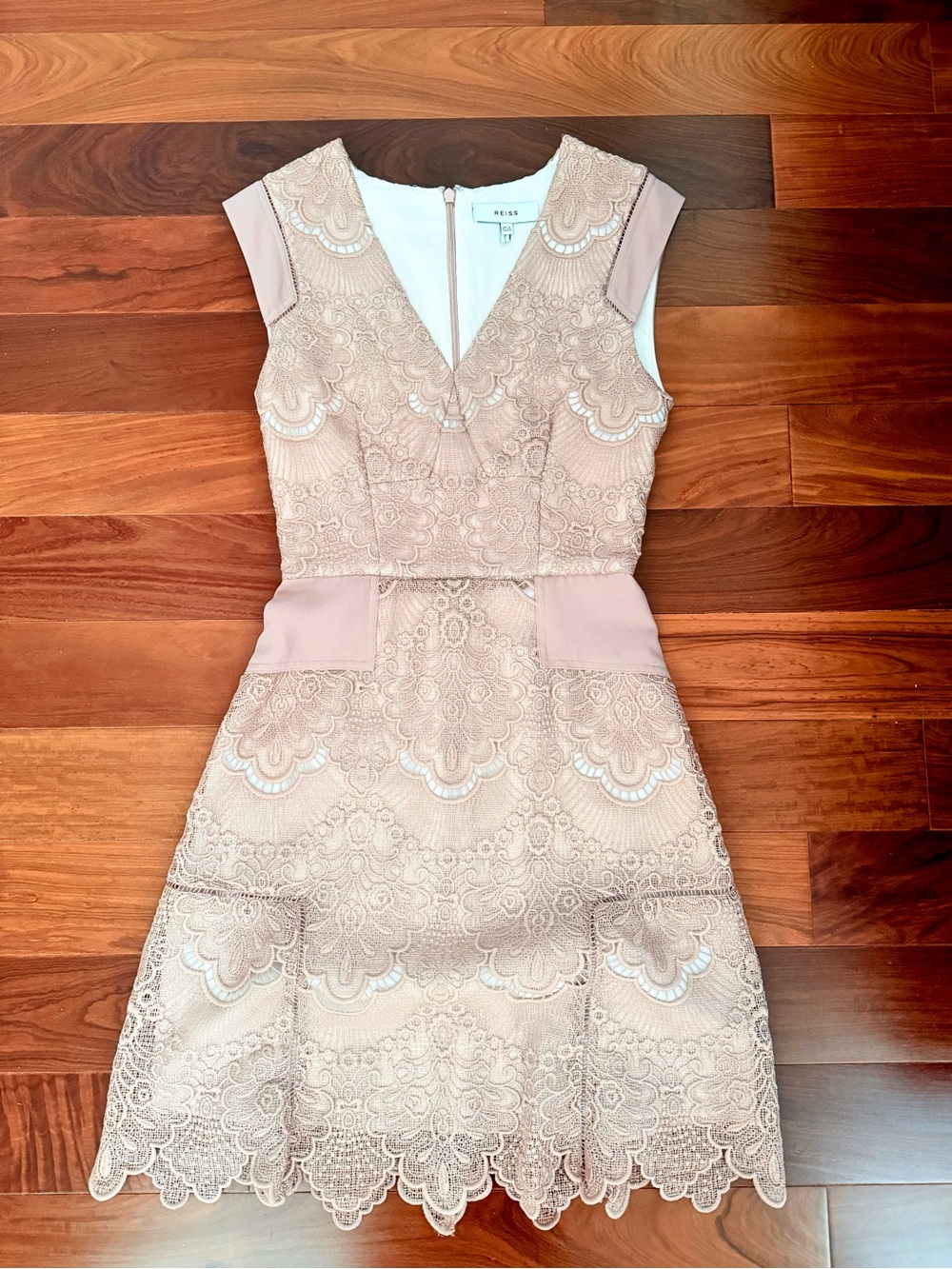 Reiss Pink Lace Midi Dress